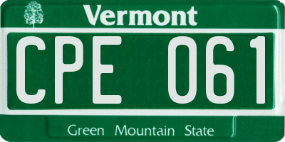 VT license plate CPE061