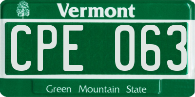 VT license plate CPE063