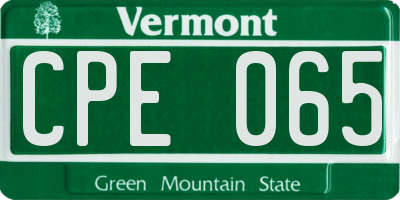 VT license plate CPE065