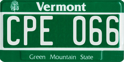 VT license plate CPE066