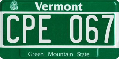 VT license plate CPE067