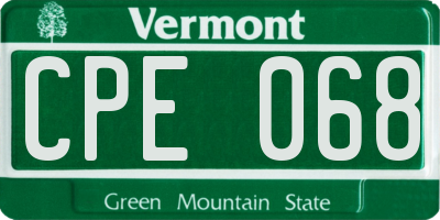 VT license plate CPE068