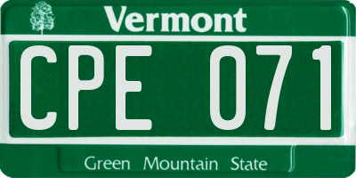 VT license plate CPE071