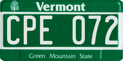 VT license plate CPE072