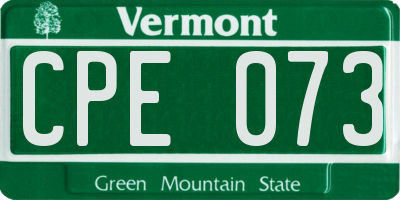 VT license plate CPE073