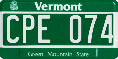 VT license plate CPE074