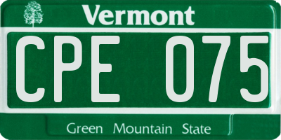 VT license plate CPE075