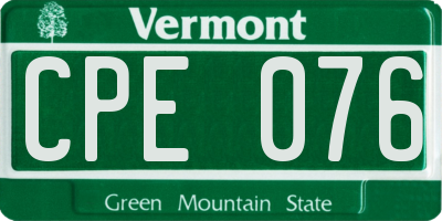 VT license plate CPE076