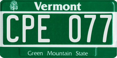 VT license plate CPE077