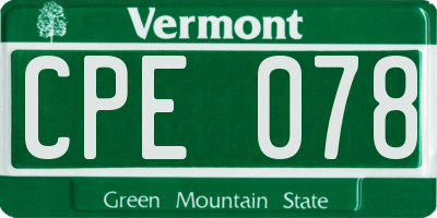 VT license plate CPE078