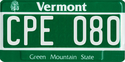 VT license plate CPE080