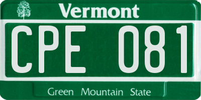 VT license plate CPE081