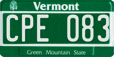 VT license plate CPE083
