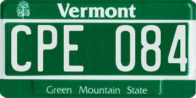 VT license plate CPE084