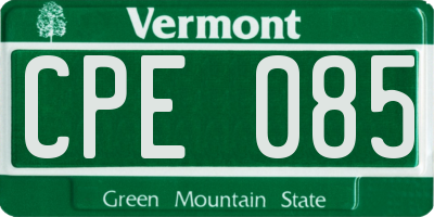 VT license plate CPE085
