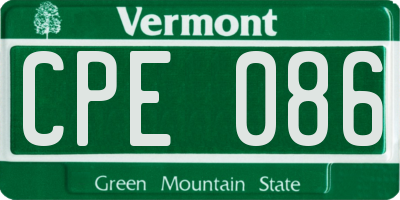 VT license plate CPE086