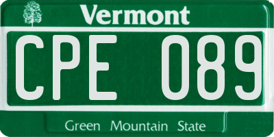 VT license plate CPE089