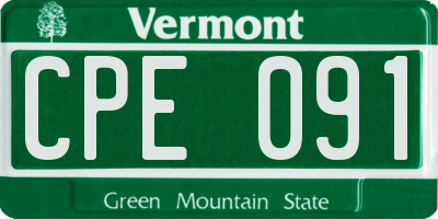 VT license plate CPE091