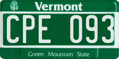 VT license plate CPE093