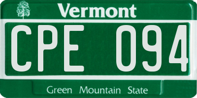 VT license plate CPE094