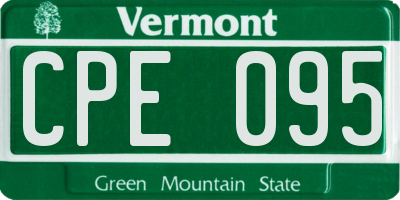 VT license plate CPE095