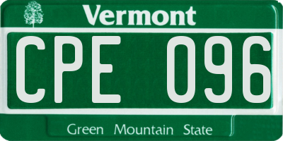 VT license plate CPE096