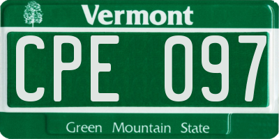 VT license plate CPE097