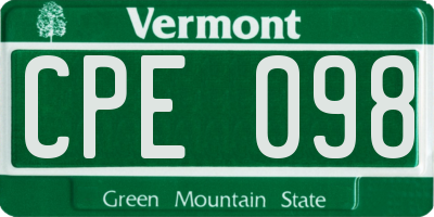 VT license plate CPE098