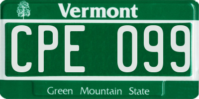 VT license plate CPE099