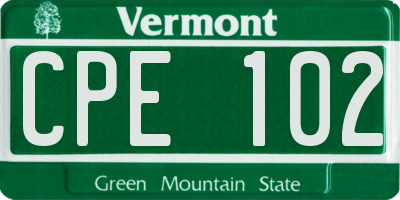 VT license plate CPE102