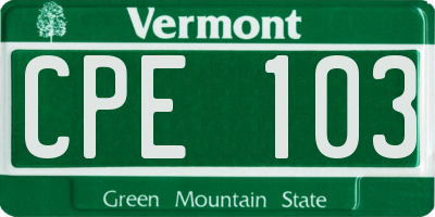 VT license plate CPE103