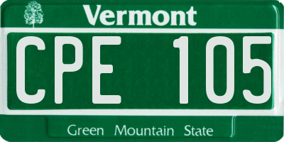 VT license plate CPE105