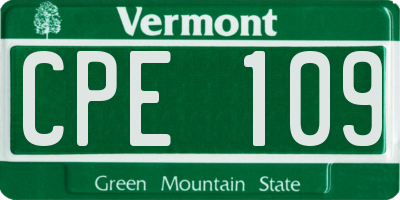 VT license plate CPE109
