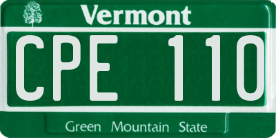 VT license plate CPE110