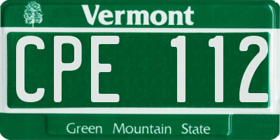 VT license plate CPE112