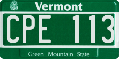 VT license plate CPE113