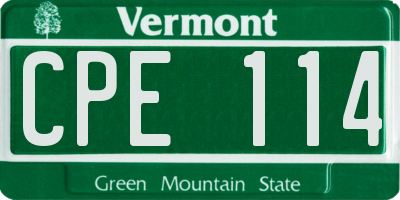 VT license plate CPE114