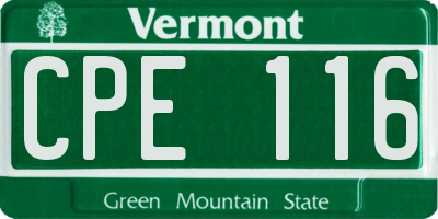 VT license plate CPE116