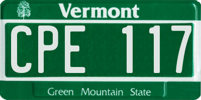 VT license plate CPE117