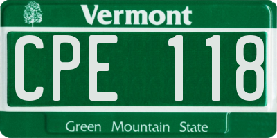 VT license plate CPE118