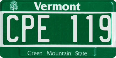 VT license plate CPE119