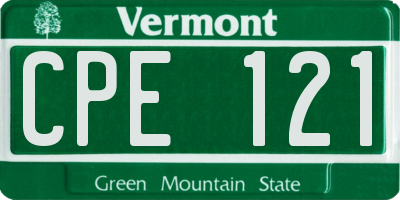VT license plate CPE121