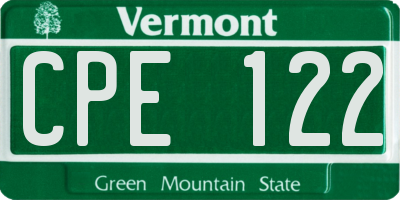 VT license plate CPE122