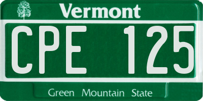 VT license plate CPE125