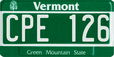 VT license plate CPE126