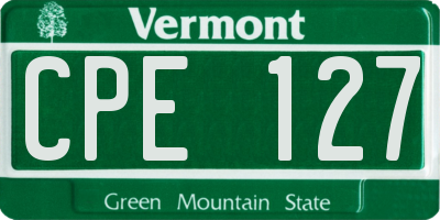 VT license plate CPE127