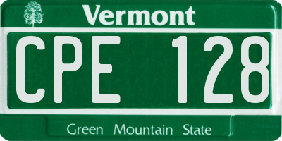 VT license plate CPE128