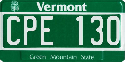 VT license plate CPE130