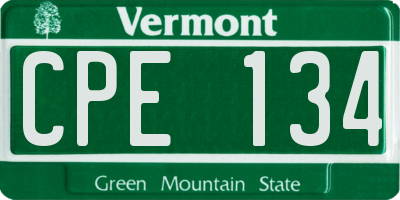 VT license plate CPE134
