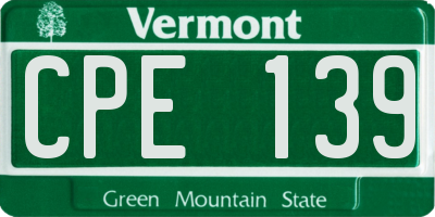 VT license plate CPE139